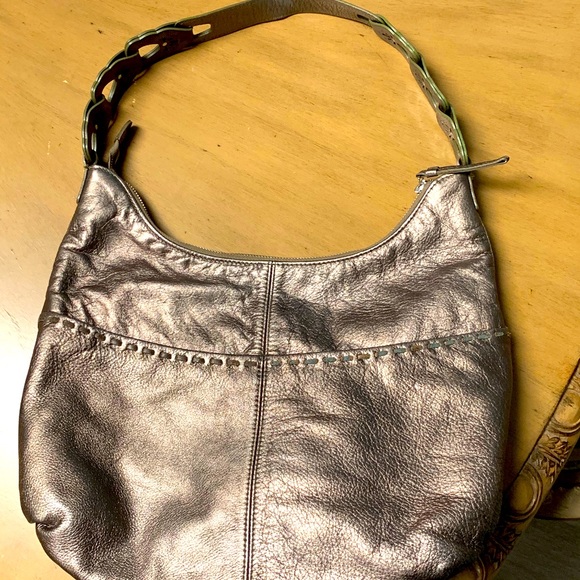 Brighton VTG Kodiak Soft Pebbled Leather 4-pocket Purse Metallic/Bronze Hobo Bag - Picture 5 of 9